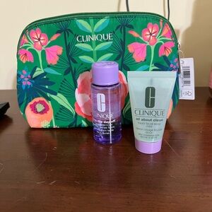 Clinique Green Floral Bag with Skincare Duo - NWT